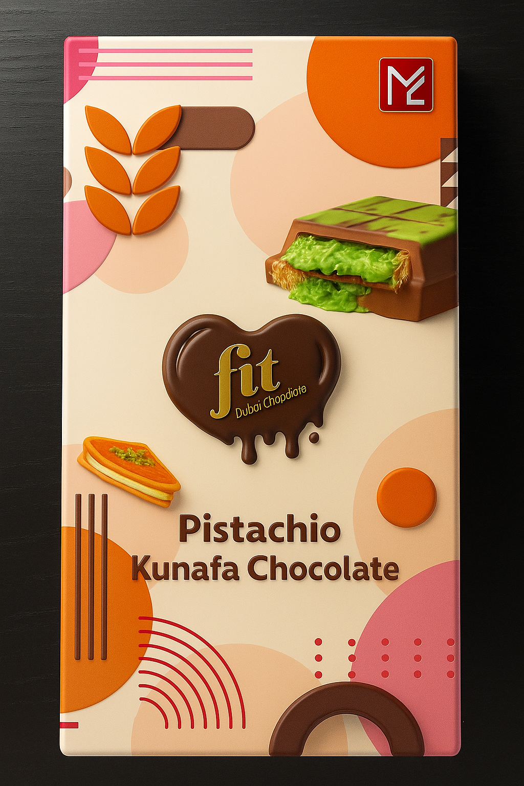 Pistachio Kunafa chocolate 220g